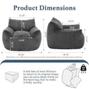 GERICCO GIANT PLUSH BEAN BAGS WITH ARMRESTS, OVERSIZED COMFY GREY BEANBAG CHAIR - Brand New