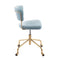LumiSource Tania Task Office Chair with Wheels, Velvet, Light Blue Velvet - Like New