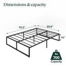 ZINUS LORELEI 14 INCH METAL PLATFORM BED FRAME QUEEN OLB-SMPB-14QS-BLK - BLACK - Like New