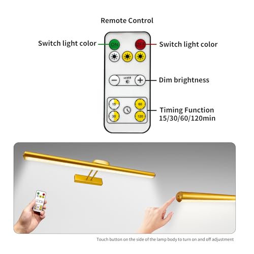 MQOUO 24.4" WIRELESS PICTURE LIGHTS DIMMABLE/TIMER OFF CDTY620-YK-5V - BLACK - Like New