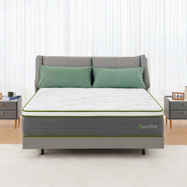 NOVILLA KING MATTRESS 12 INCH GEL MEMORY FOAM HYBRID N-M02020-12-K-N2 - WHITE - Like New