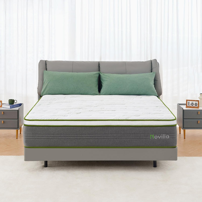 NOVILLA KING MATTRESS 12 INCH GEL MEMORY FOAM HYBRID N-M02020-12-K-N2 - WHITE - Like New