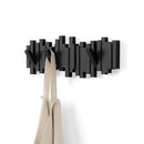 Umbra Sticks Wall-Mounted Coat Rack Rail Hook with 5 Retractable Pegs - Black - Brand New
