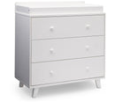 DELTA CHILDREN AVA 3-DRAWER DRESSER WITH CHANGING TOP - WHITE - Like New