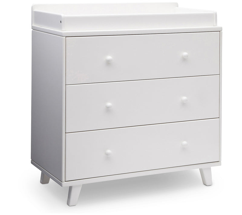 DELTA CHILDREN AVA 3-DRAWER DRESSER WITH CHANGING TOP - WHITE - Like New