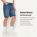 AMAZON ESSENTIALS MEN'S RIGID RELAXED JEAN SHORTS - SIZE 34 STONE MEDIUM WASH - Brand New