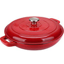 PURICON ENAMELED CAST IRON CASSEROLE BRAISER PAN 3.8 QUART, 12 INCHES - RED - Like New
