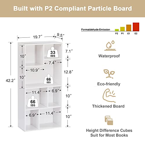VECELO 42 INCH HIGH BOOKCASE, 4-TIER MODERN STORAGE CABINET - PEARL WHITE - Like New