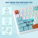 LTC NIMBLEBACK NB832 WIRELESS 75% GASKET MECHANICAL KEYBOARD - WHITE BLUE RED - Like New