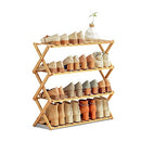 Mandorra Bamboo Shoe Rack 4 Tier Space Saving Free Standing Shoe Shelf - Natural - Brand New