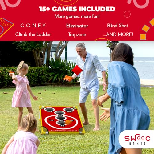 SWOOC GAMES - CONEY ISLAND TOSS™ ARCADE STYLE CORNHOLE BOARD - RED - Like New