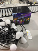 EAVELIGHT 100FT SMART OUTDOOR PATIO LIGHTS WITH REMOTE, BLACK/WHITE - Like New