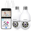 HEEMKETZ 2K LIGHT BULB SECURITY CAMERA 5G&2.4GHZ WIFI 360° MOTION - WHITE - Like New