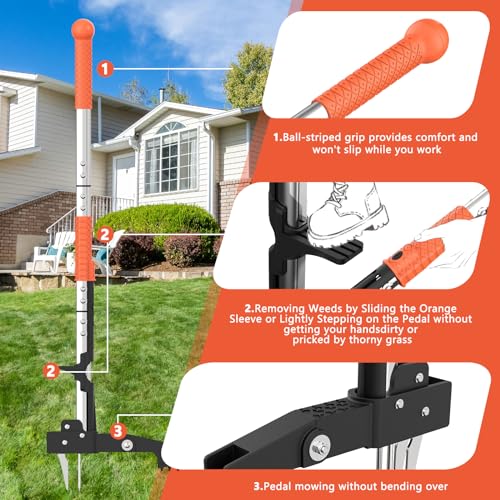 POOSIDE WEED PULLER TOOL GARDENING STAND-UP WEEDER 39.3" LONG HANDLE - ORANGE Like New