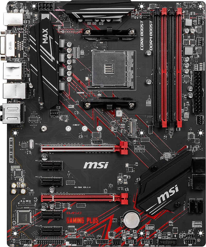 MSI AM4 AMD B450 SATA 6Gb/s ATX AMD Motherboard B450 GAMING PLUS MAX BLACK - Like New