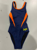 AQUA SPHERE SWIMSUIT MP TEAM SPLICE - SIZE: FEMALE 24 - NAVY/ORANGE - Brand New