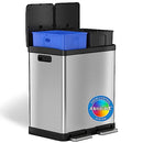 ITOUCHLESS SOFTSTEP 60 LITER/16 GALLON STEP TRASH CAN & RECYCLE PC60RSF - BLACK - Like New