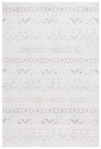SAFAVIEH HANNA COLLECTION AREA RUG - 5'3" X 7'6", BOHO DESIGN - IVORY BEIGE - Like New