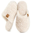 EVERFOAMS WOMEN'S FUZZY SLIP-ON SLIPPERS SIZE W9-10 CREAM WHITE - Like New