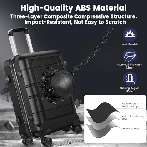 AXIDOU LUGGAGE SETS 3pcs WITH SPINNER WHEELS (20/24/28 INCH) KL12048-01 - BLACK - Like New