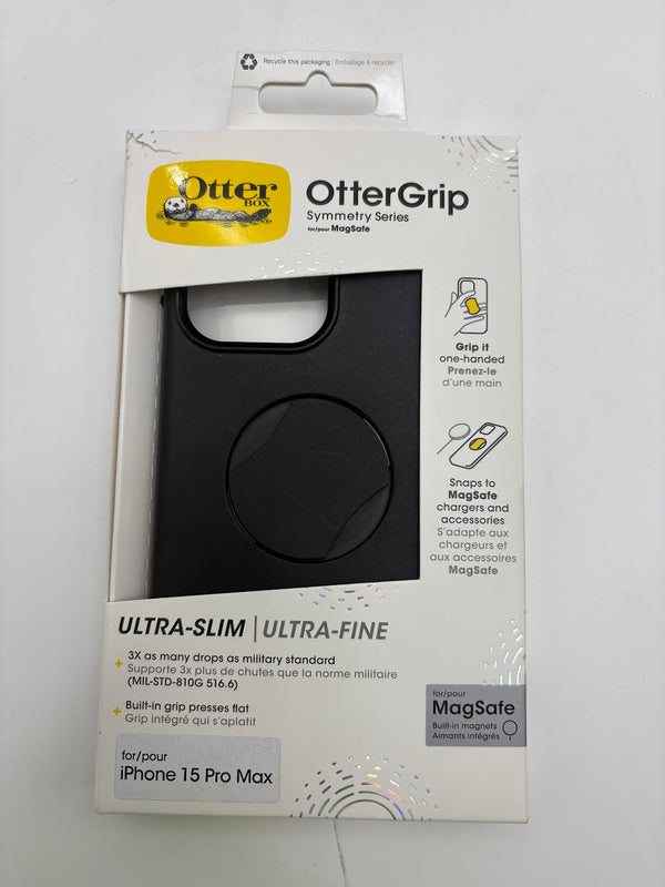 OTTERBOX IPHONE 15 PRO MAX OTTERGRIP SYMMETRY SERIES CASE - BLACK - Like New