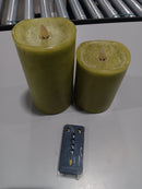 LUMINARA SET OF 2 OUTDOOR CANDLES - GREEN - Like New