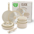 GREENLIFE 10 PIECE NONSTICK POTS PANS SET DETACHABLE HANDLE - Scratch & Dent
