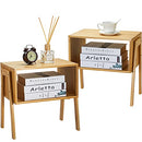 PIPISHELL BAMBOO STACKABLE END TABLES WOOD NIGHTSTAND SET OF 2 - NATURAL - Like New
