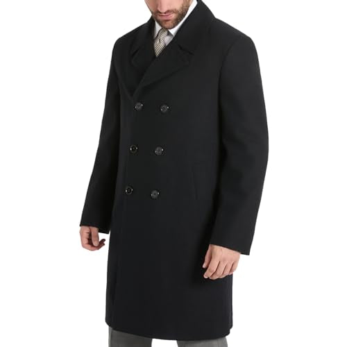 BEN SHERMAN MEN'S BRENTON DOUBLE BREASTED WOOL OVERCOAT - SIZE: MEN M - NAVY - Brand New