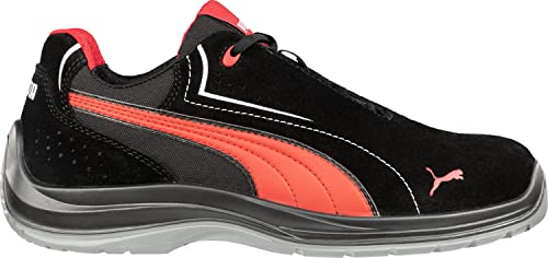 643445 PUMA MEN'S TOURING SUEDE LOW INDUSTRIAL SHOE BLACK/RED SIZE 11 - Like New