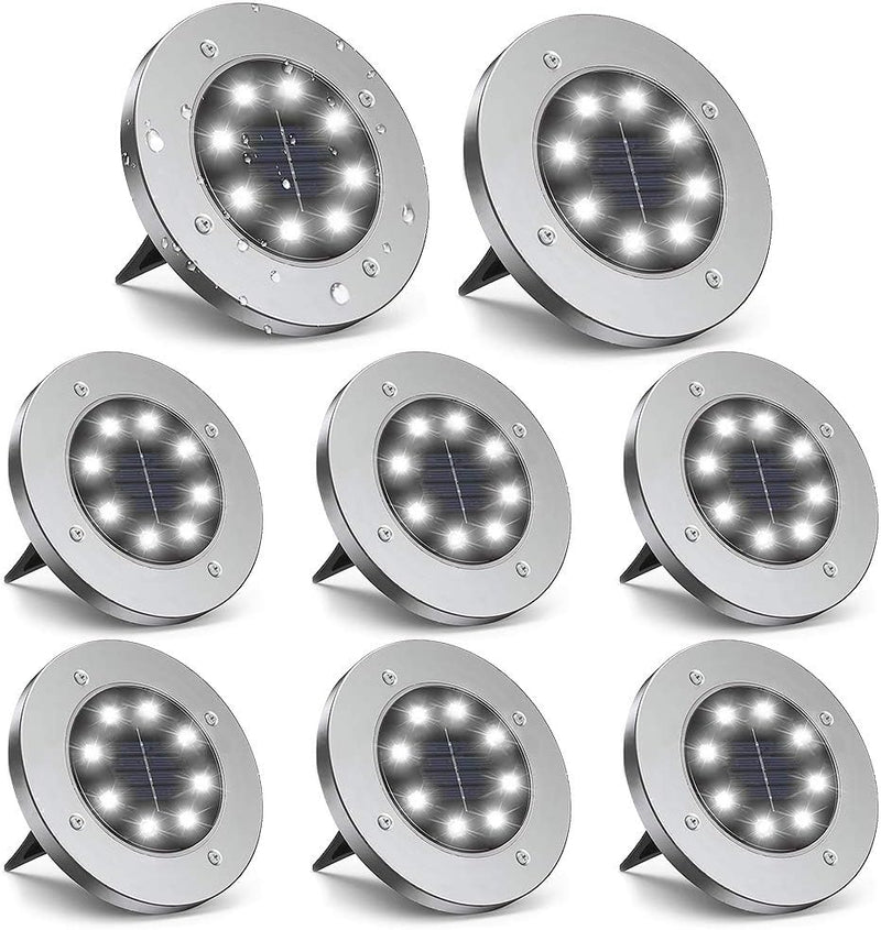 Solar Disk Lights 8 LED Outdoor Ground Landscape (8 Pack) - Scratch & Dent