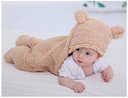 XMWEALTHY Cute Newborn Baby Boys Girls Blankets Plush Swaddle Blankets Brown - Like New