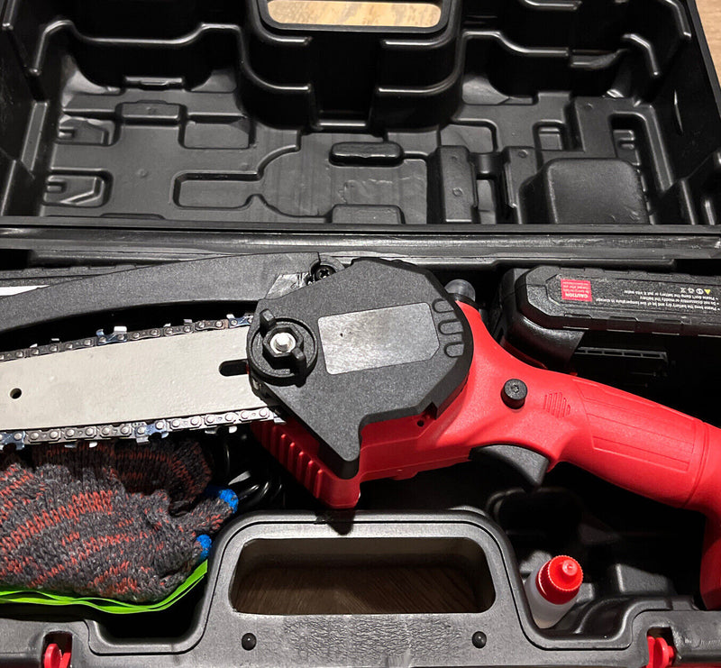 HAJACK Mini Chainsaw 6", 2 Battery Kit - RED/BLACK Like New