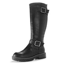 Hawkwell Women's Black Knee High Riding Boots - PU leather, Size 7 M US - Brand New