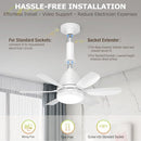 ZYXRONA SOCKET FAN LIGHT REMOTE 20" 30W DIMMABLE LED 3 COLORS - WHITE - Like New