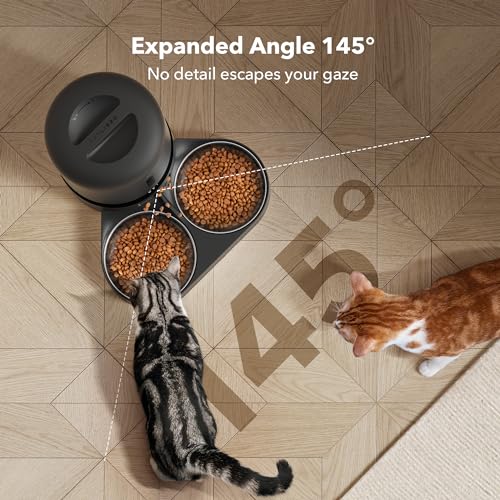 PETLIBRO AUTOMATIC CAT FEEDER CAMERA FOR TWO CATS 1080P HD VIDEO, 5L - BLACK - Like New
