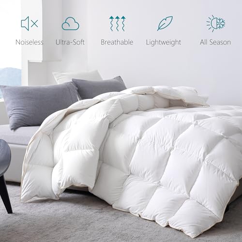 KAKABELL COMFORTER KING SIZE QUILTED WHITE DUVET INSERT NOISELESS ULTRA - WHITE - Like New