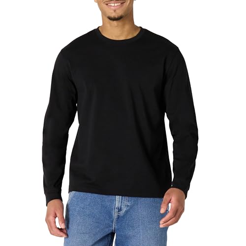 AMAZON ESSENTIALS MENS HEAVYWEIGHT RELAXED FIT LONG SLEEVE T-SHIRT - BLACK - XL - Brand New