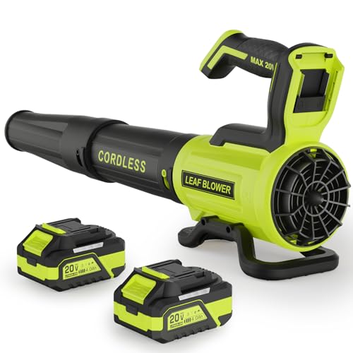 VINCHEST LEAF BLOWER CORDLESS WITH 2× 4.0AH BATTERIES AND CHARGER - GREEN - Like New
