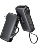 JOYFAR PORTABLE CHARGER, BUILT-IN USB-C CABLE & PLUG, 10,000MAH, 5V/4.5A - BLACK - Like New
