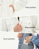 ARGSTAR WOMEN'S DENIM JACKET - SIZE: WOMEN L - WHITE - Like New