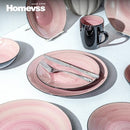 HomeVss, Stoneware Sonoma 16pc Dinnerware Set - Black + Speckled Spin Wash Rose - Brand New