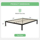 Novilla 14 Inch Full Size Bed Frame, Metal Platform Frame No Box Spring Black - Like New