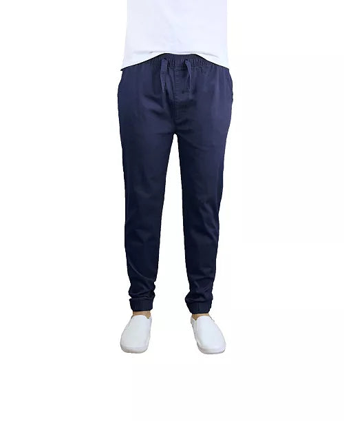 GALAXY BY HARVIC MEN'S BASIC STRETCH TWILL JOGGERS - SIZE: MEN XL - NAVY - Brand New