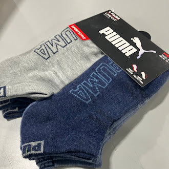 PUMA 6 PAIRS OF LOW CUT MEN'S SHOE SOCK SIZE 10-13 - GRAY/DARK BLUE/LIGHT BLUE - Brand New