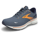 BROOKS MEN'S GHOST 15 NEUTRAL SHOE FLINTSTONE/PEACOAT/ORANGE POP - SIZE 8 - Like New