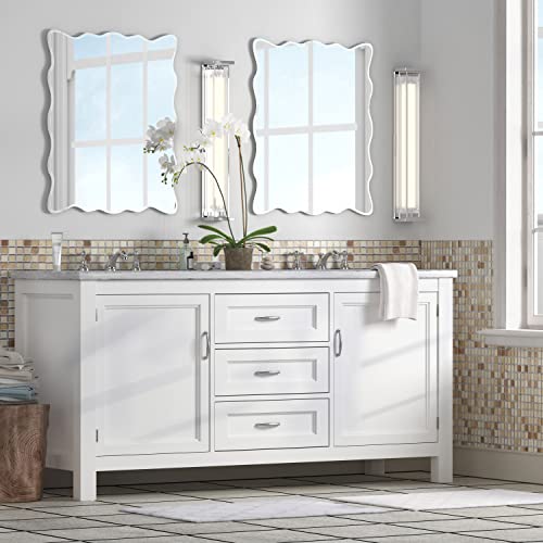 KOHROS WALL MIRROR SCALLOPED BEVELED EDGE POLISHED FRAMELESS - SILVER - Like New