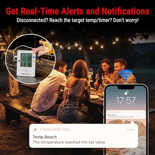 THERMOPRO TP25 650FT WIRELESS MEAT THERMOMETER WITH 4 PROBES BLUETOOTH - WHITE - Brand New