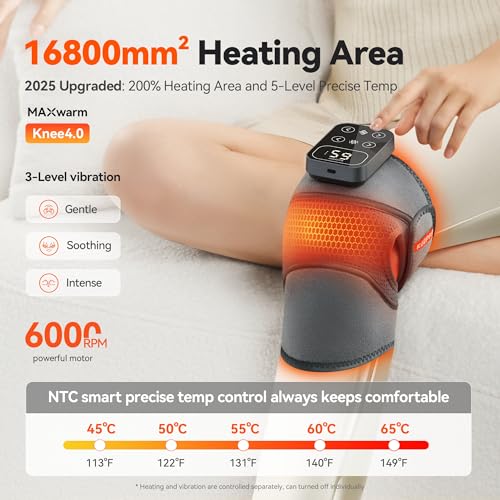 IKEEFIT Cordless Knee Massager, Heat Vibration, Pain Relief, KPF-KNEE09 - Gray - Like New