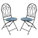 Sunnydaze Mosaic Tile Folding Bistro Chairs with Iron Frame - Set of 2 - Like New